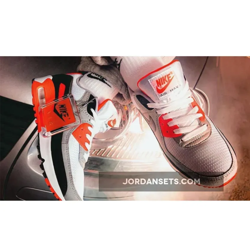 Nike Air Max 90 'Infrared' White/Black/Cool Grey/Radiant Red #nike infrared shoes
