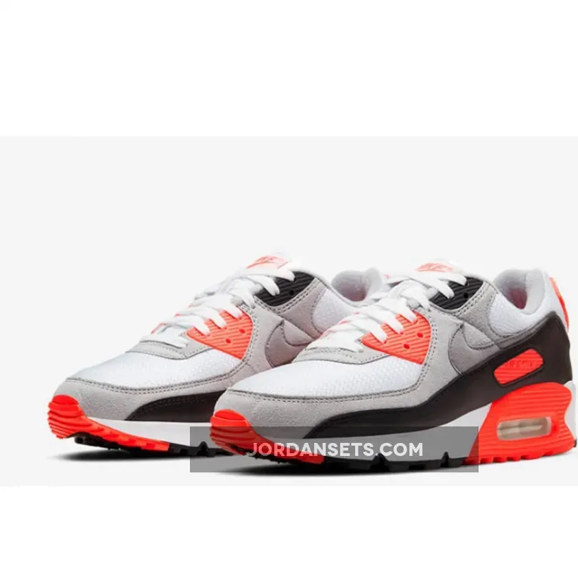 Nike Air Max 90 'Infrared' White/Black/Cool Grey/Radiant Red #nike infrared shoes