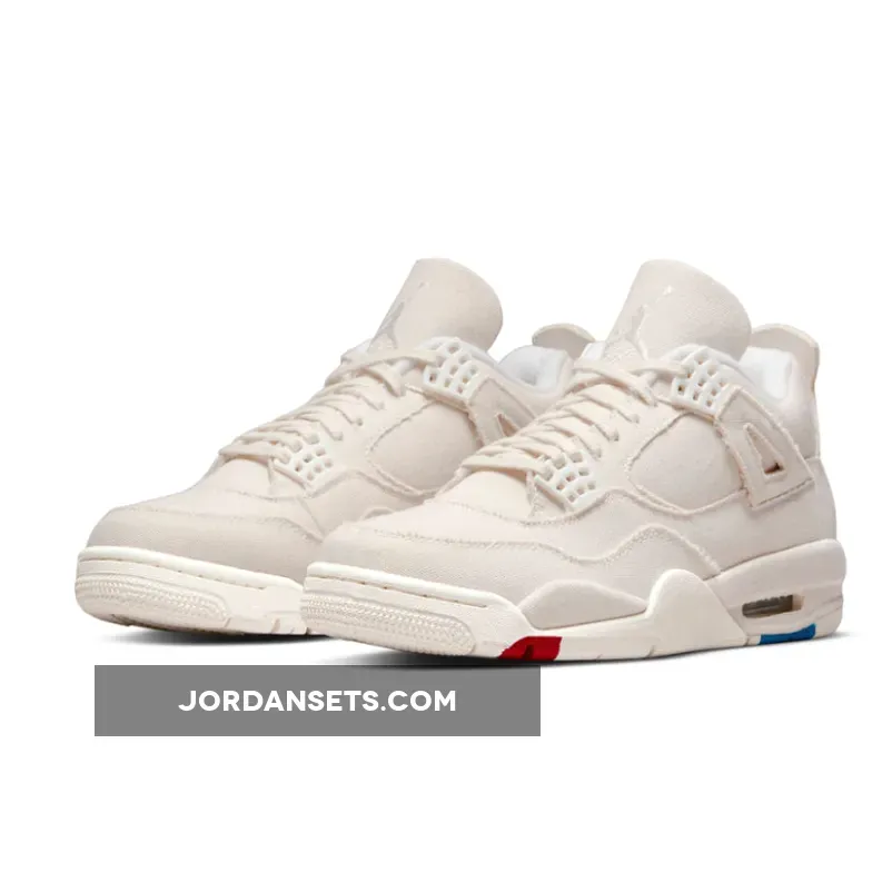 Air Jordan 4 'Canvas' Sail/Cement Grey-Fire Red DQ4909-100 retro 4 canvas sail