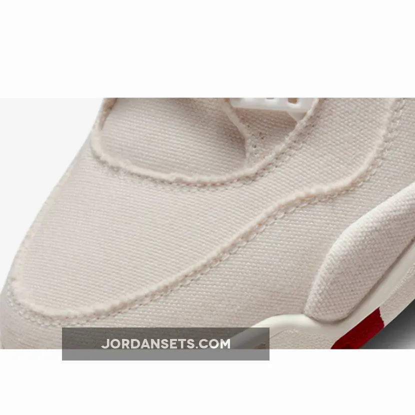 Air Jordan 4 'Canvas' Sail/Cement Grey-Fire Red DQ4909-100 retro 4 canvas sail