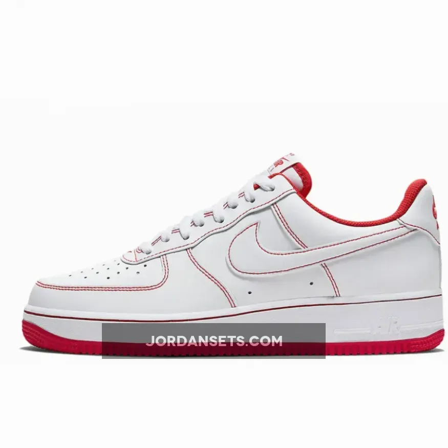 Nike Air Force 1 White University Red Stitch / red & white air force 1