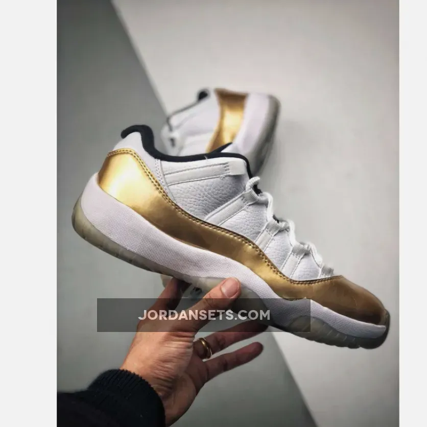 Air Jordan 11 Retro Low 'Closing Ceremony' White/Metallic Gold Coin-Black jordan 11 white gold