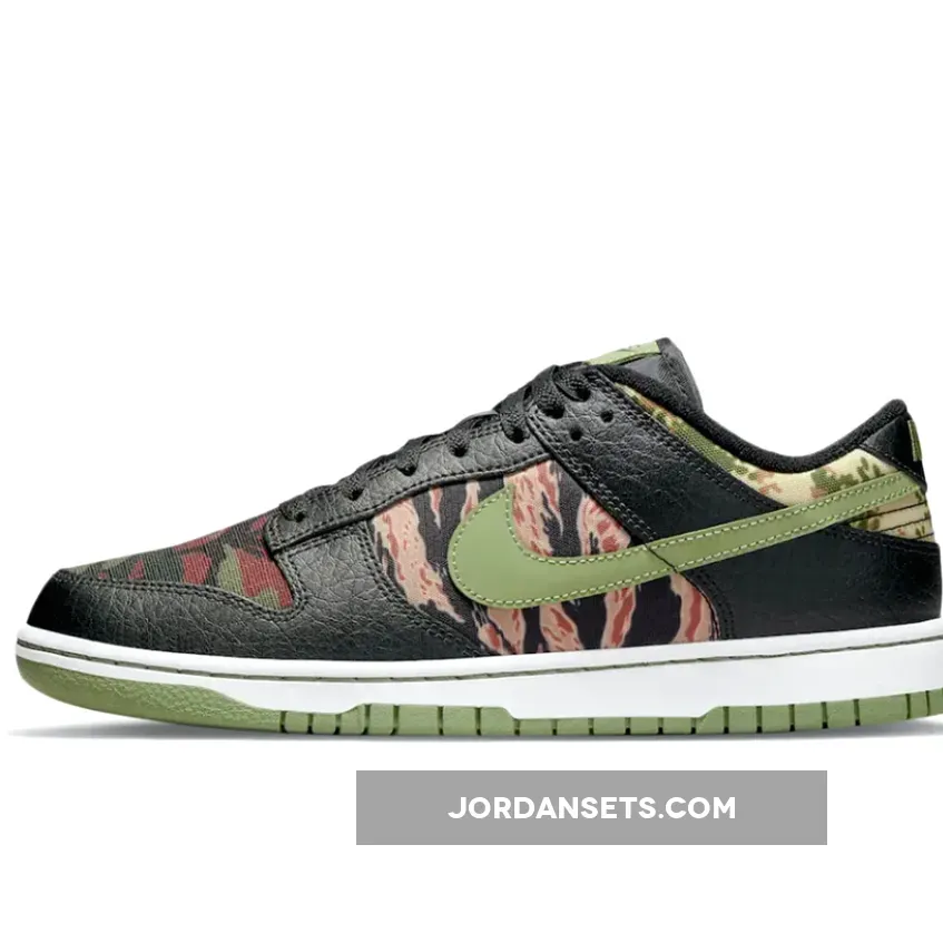 Nike Dunk Low SE Black/Oil Green-White-Total Orange #army fatigue dunks