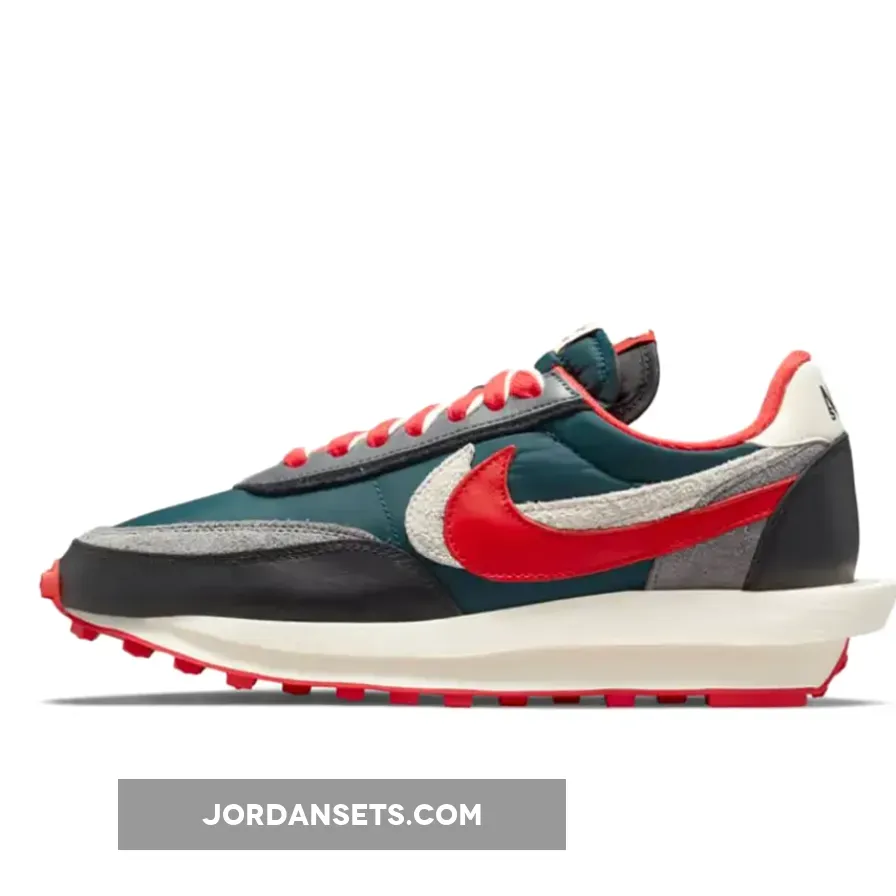 sacai x Undercover x Nike LDWaffle Midnight Spruce/Pale Ivory/Dark Grey/University Red - nike sacai undercover waffle