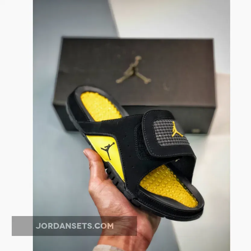 jordan hydro 4 slide thunder black yellow 532225-017