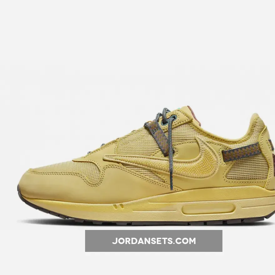 Travis Scott x Nike Air Max 1 Wheat/Lemon Drop-Baroque Brown-Chile Red - travis scott nike air max 1
