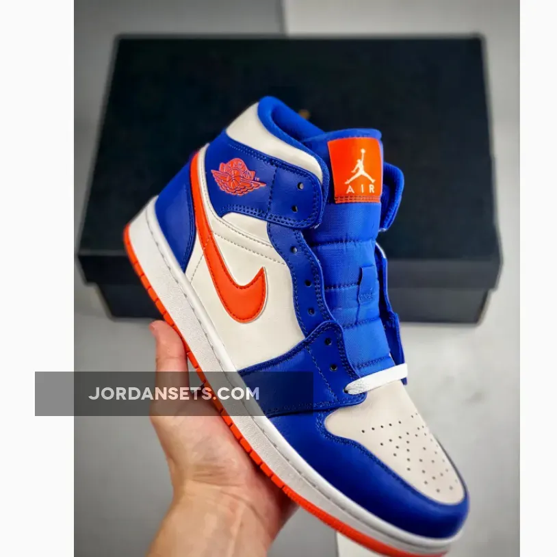 Air Jordan 1 Mid "Knicks" Game Royal/Rush Orange FD1029-400