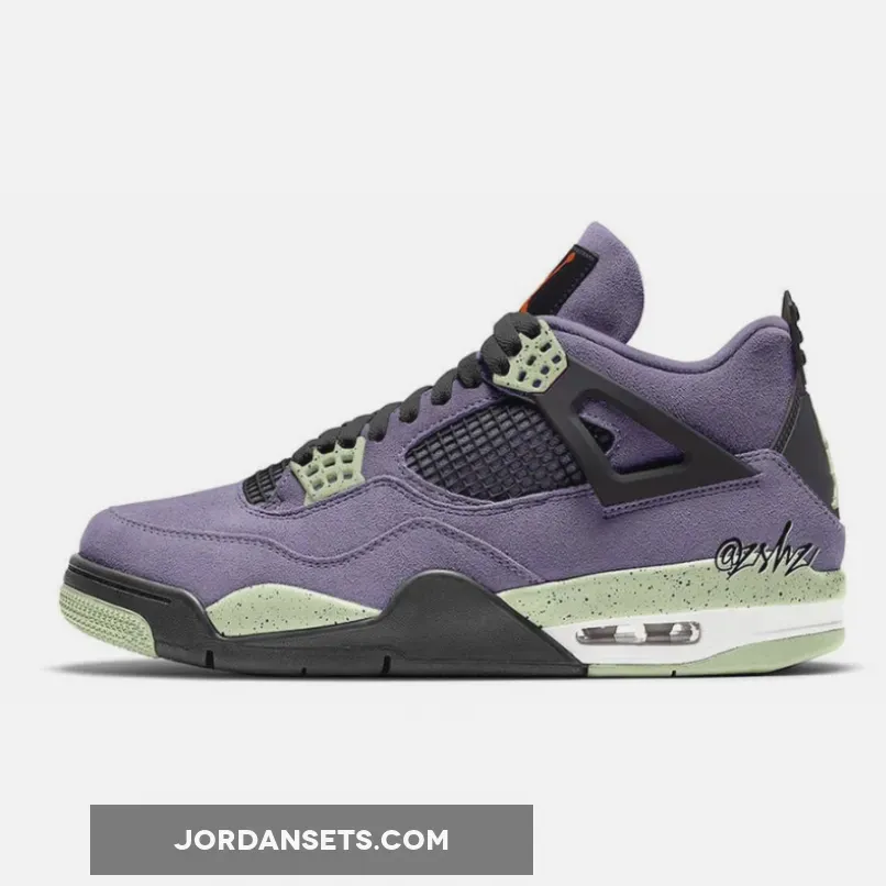 Air Jordan 4 Canyon Purple/Anthracite/Alligator/Safety Orange AQ9129-500 / green purple 4s