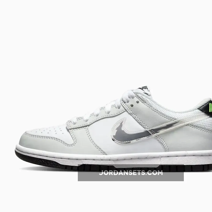 Nike Dunk Low Glitch Swoosh White Grey / stock x glitch