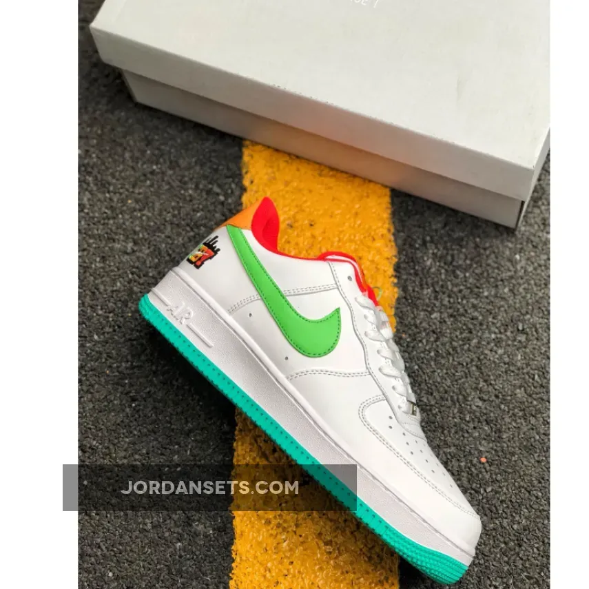 Green And Orange Air Force 1 - Nike Air Force 1 '07 LE 'Shibuya' White CQ7506-146