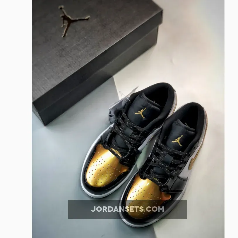 Air Jordan 1 Low 'Copper Toe' Black Gold White DR6970-071 jordan 1 low gold and black