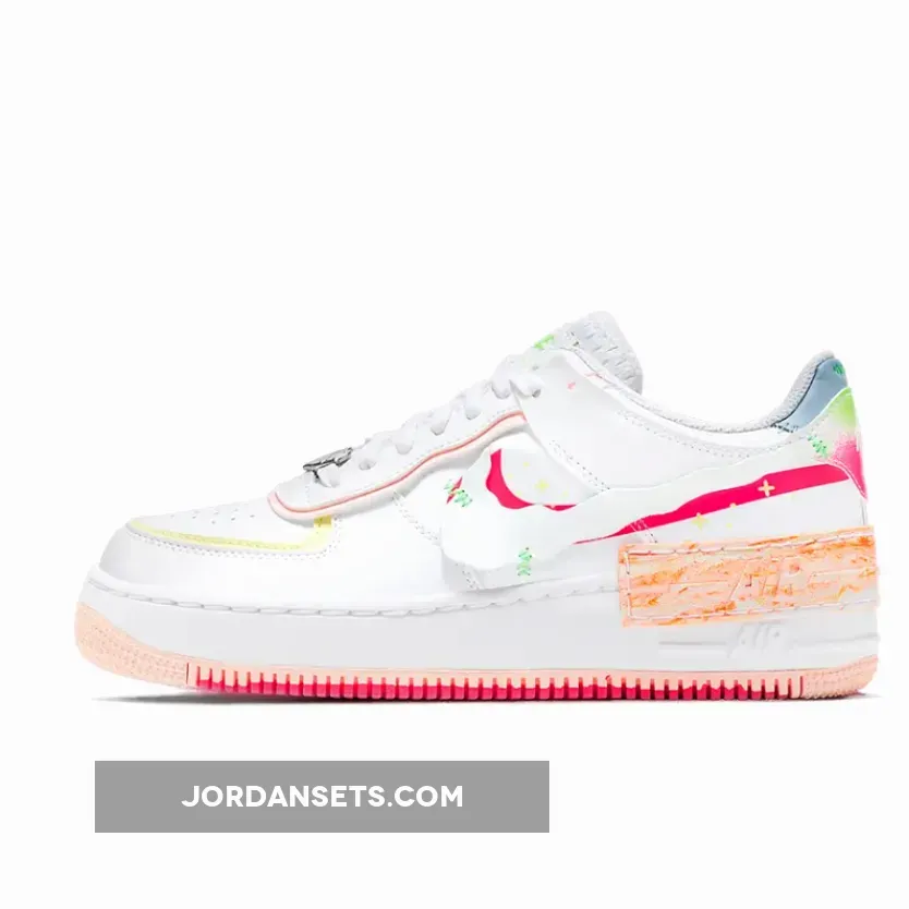 Nike Air Force 1 Shadow Ghost Swoosh White Multi For Womens DV1364-111 - air force 1 orange and white
