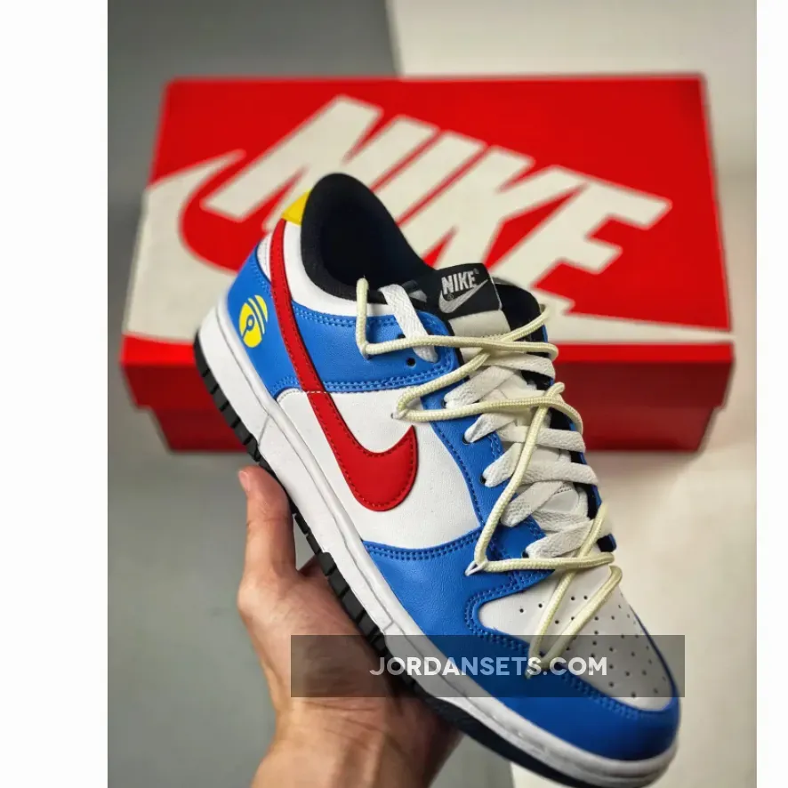 To Buy Nike Dunk Low Doraemon Sail Blue Red