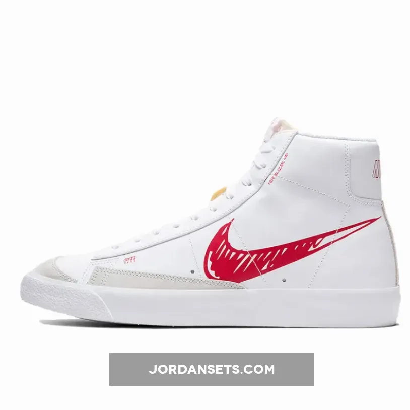 Nike Blazer Mid 77 White Red Sketch CW7580-100 / red swoosh blazers