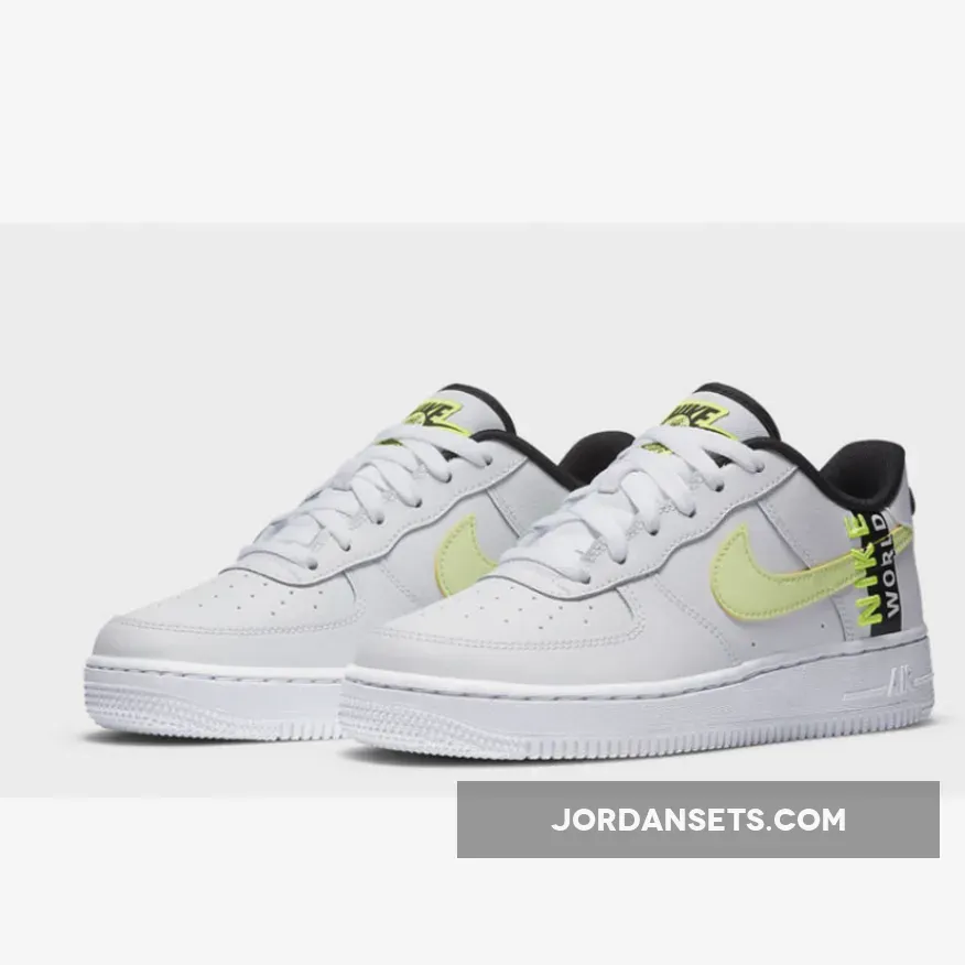 Nike Air Force 1 LV8 GS White Volt For Womens CN8536-100 air force 1 volt