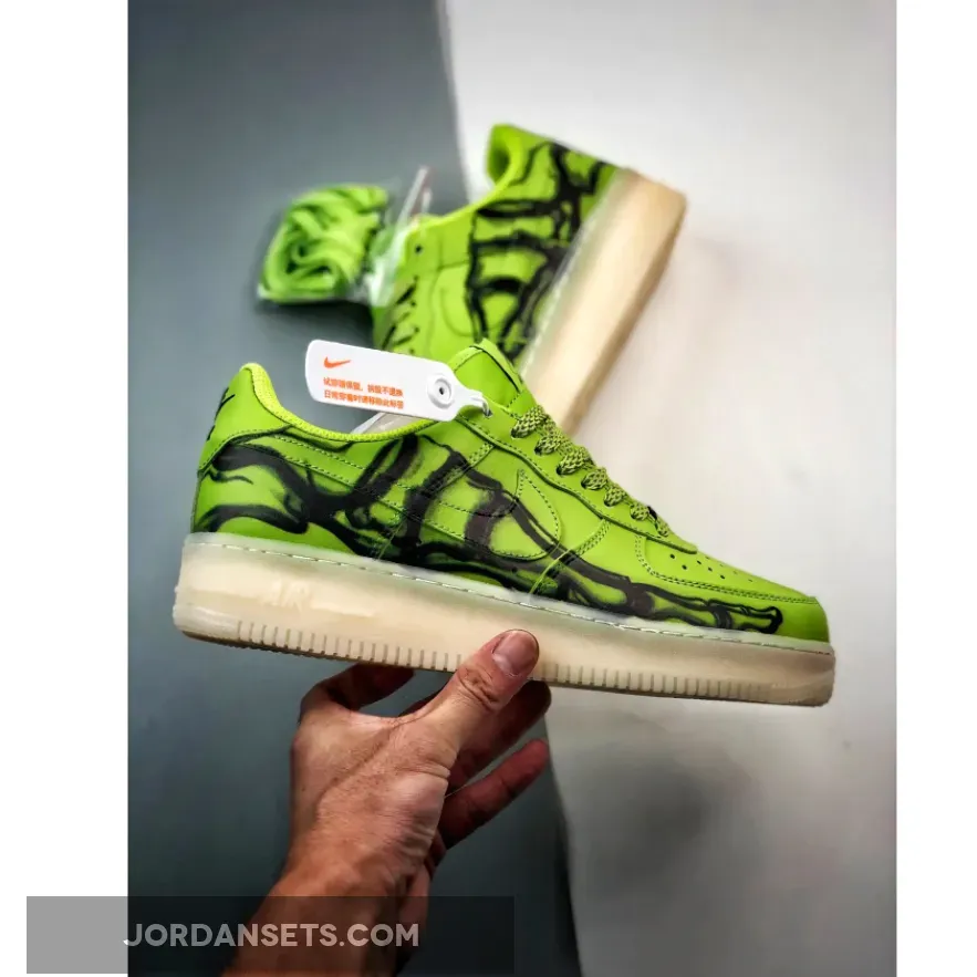 Nike Air Force 1 Low 'Skeleton' Green Goo Brand New