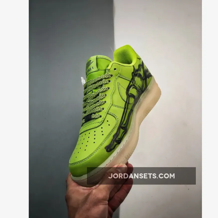 Nike Air Force 1 Low 'Skeleton' Green Goo Brand New