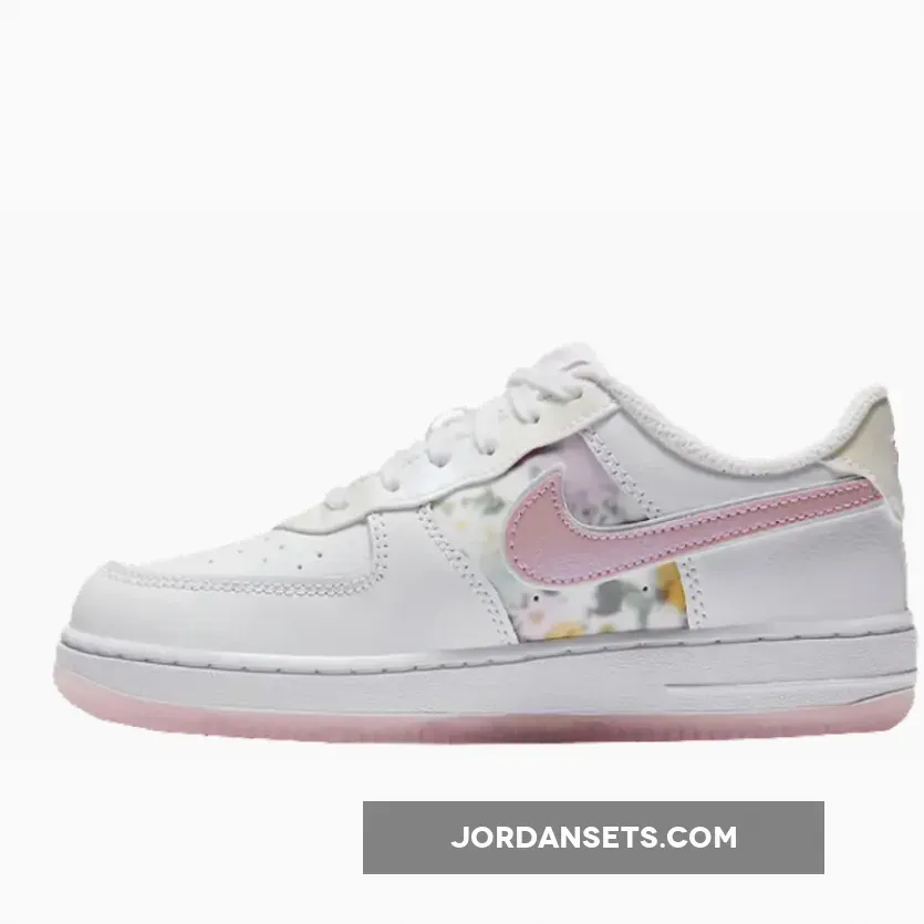 Nike Air Force 1 Low White/Light Arctic Pink-Metallic Silver #floral nike air force