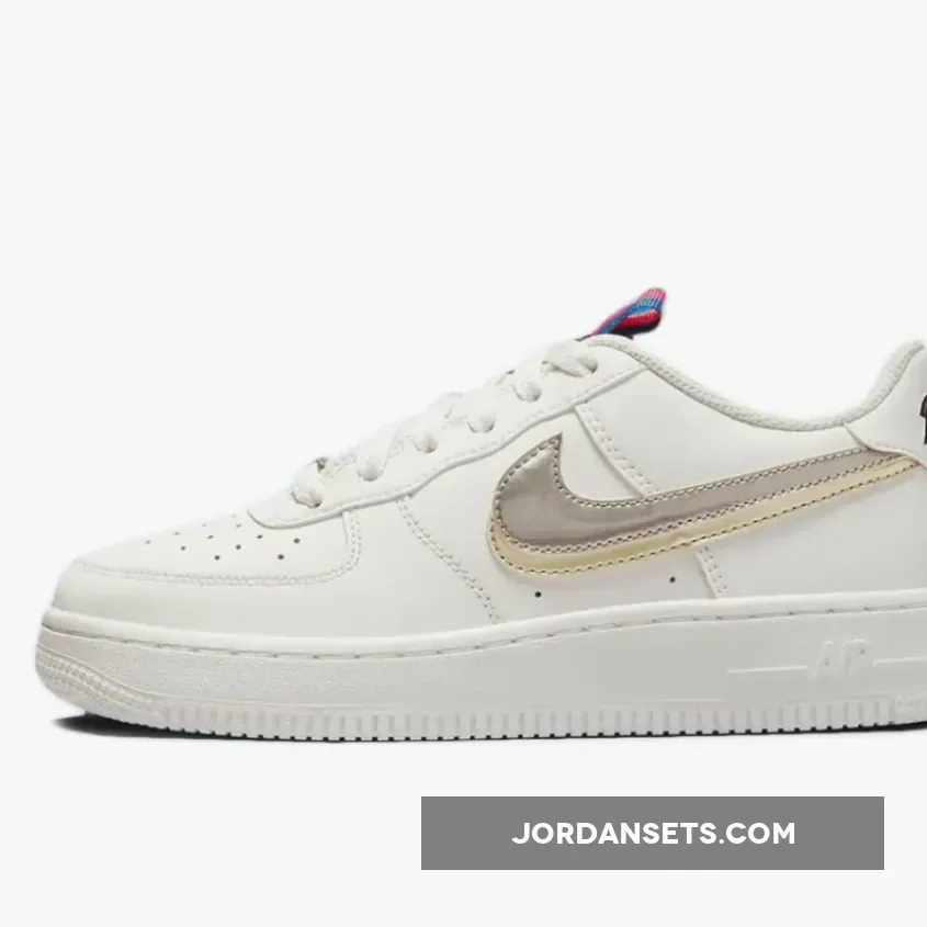 Nike Air Force 1 Low 'Double Swoosh' White/Gold-Silver DH9595-001 - air force one double swoosh