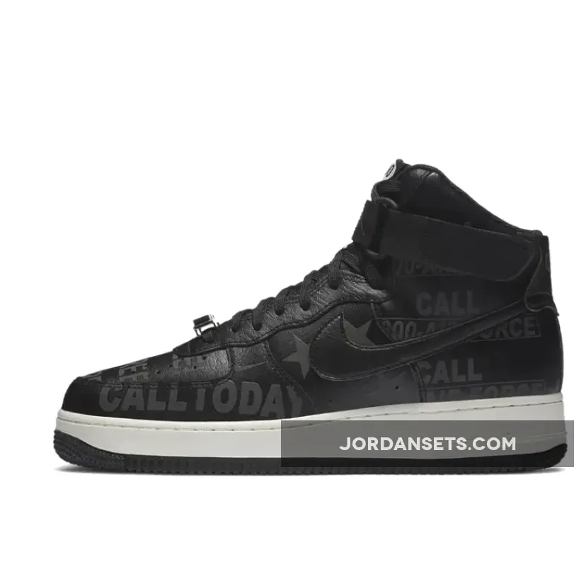 Nike Air Force 1 High '07 Premium 'Toll Free' Black/Black-Sail-Vast Grey #air force 1 high sail