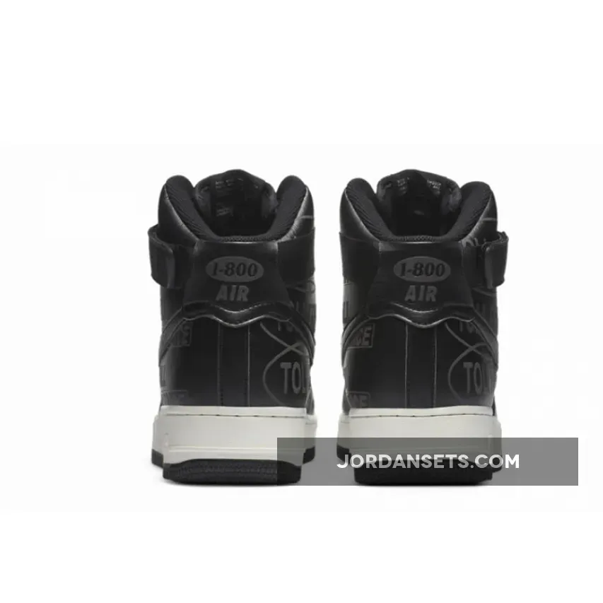 Nike Air Force 1 High '07 Premium 'Toll Free' Black/Black-Sail-Vast Grey #air force 1 high sail