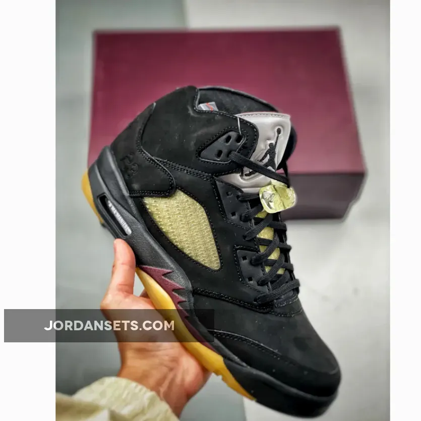 A Ma Maniére x Air Jordan 5 Black/Burgundy Crush-Pale Ivory