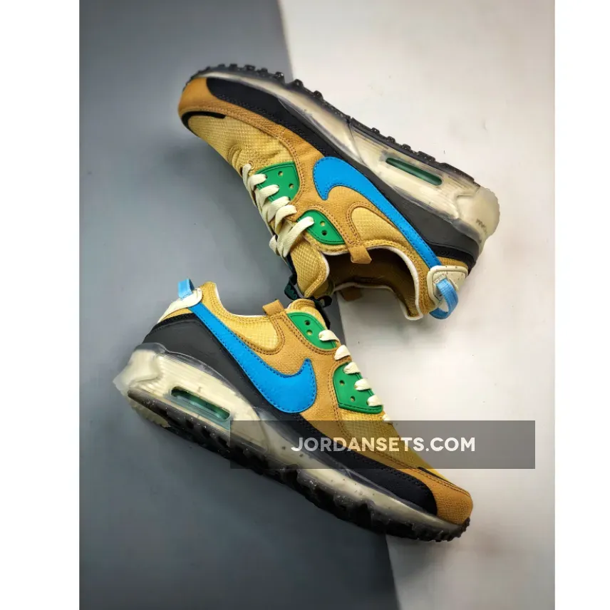 Nike Air Max 90 Terrascape Wheat Gold Blue DQ3987-700 - blue and gold nike air max