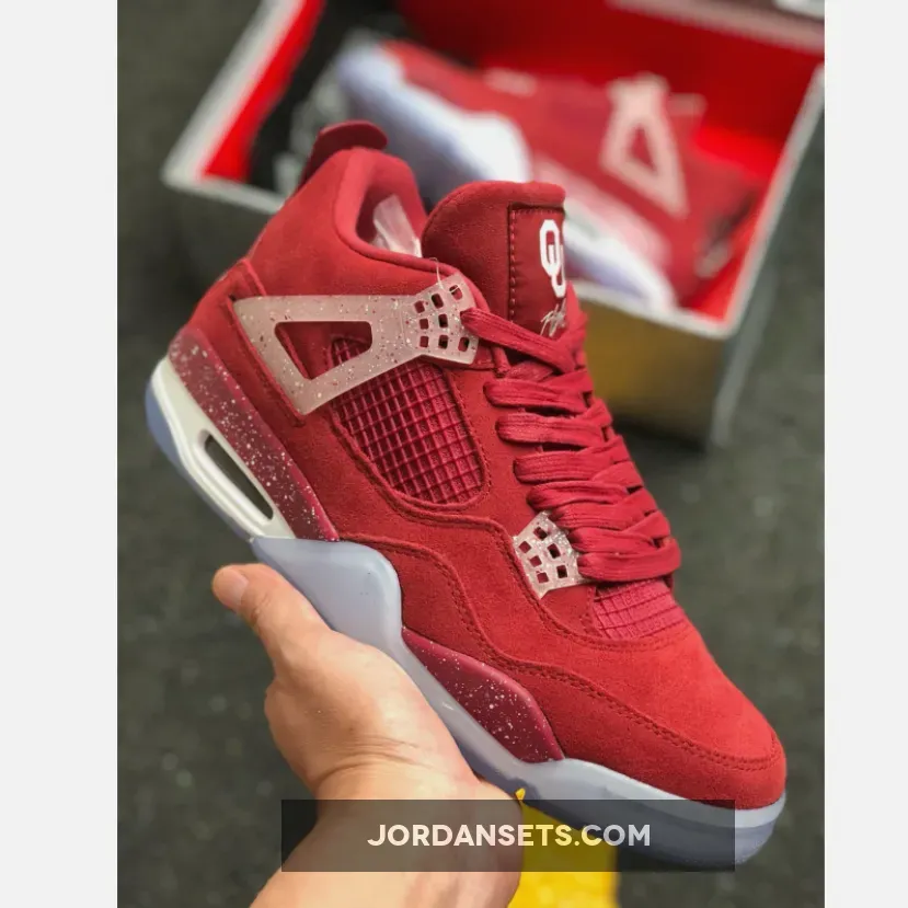 Air Jordan 4 Oklahoma Sooners PE Red Suede