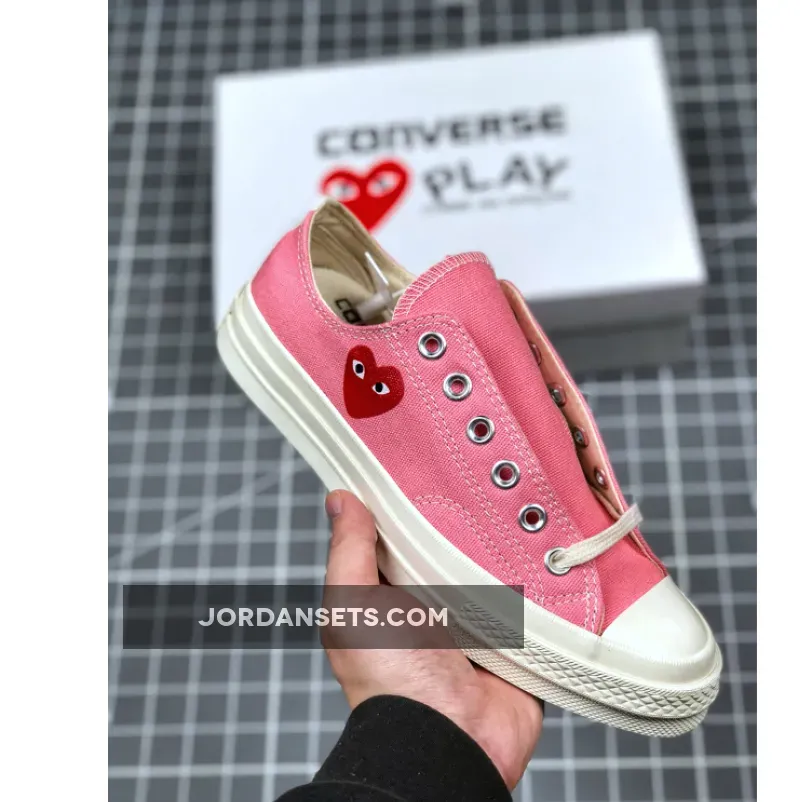 Comme Des Garcon Converse Pink / Converse x PLAY CDG Chuck 70 Low Top Strawberry Pink/Egret/High Risk Red 168304C