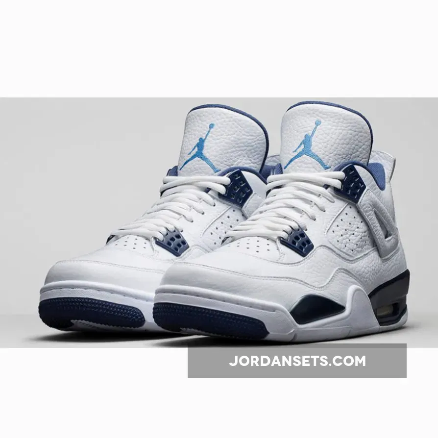 Air Jordanair Jordan 4 Retro Ls White/Legend Blue-Mdnght Navy AJ4 #jordan 4s white blue