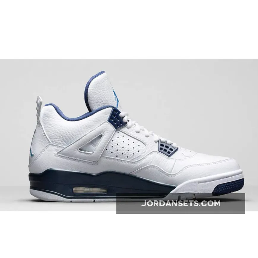 Air Jordanair Jordan 4 Retro Ls White/Legend Blue-Mdnght Navy AJ4 #jordan 4s white blue
