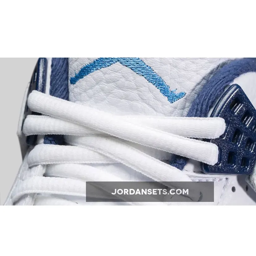 Air Jordanair Jordan 4 Retro Ls White/Legend Blue-Mdnght Navy AJ4 #jordan 4s white blue