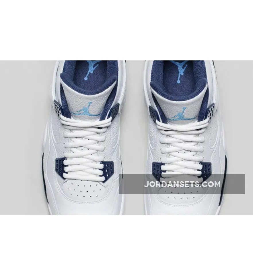 Air Jordanair Jordan 4 Retro Ls White/Legend Blue-Mdnght Navy AJ4 #jordan 4s white blue