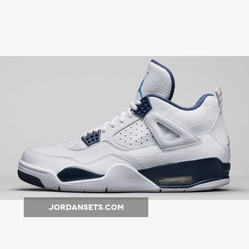 Air Jordanair Jordan 4 Retro Ls White/Legend Blue-Mdnght Navy AJ4 #jordan 4s white blue