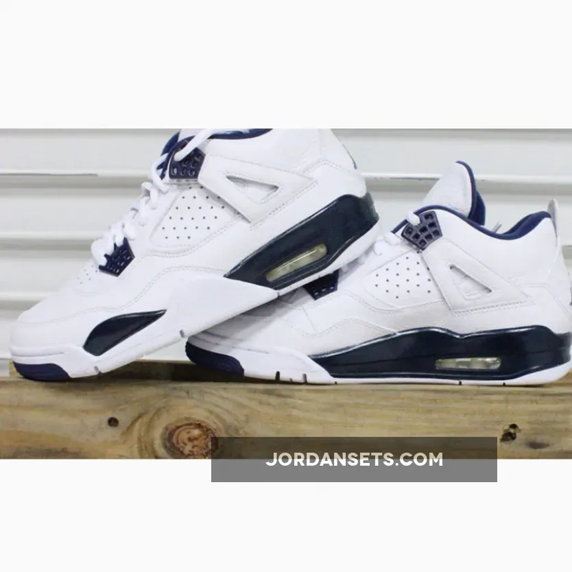 Air Jordanair Jordan 4 Retro Ls White/Legend Blue-Mdnght Navy AJ4 #jordan 4s white blue