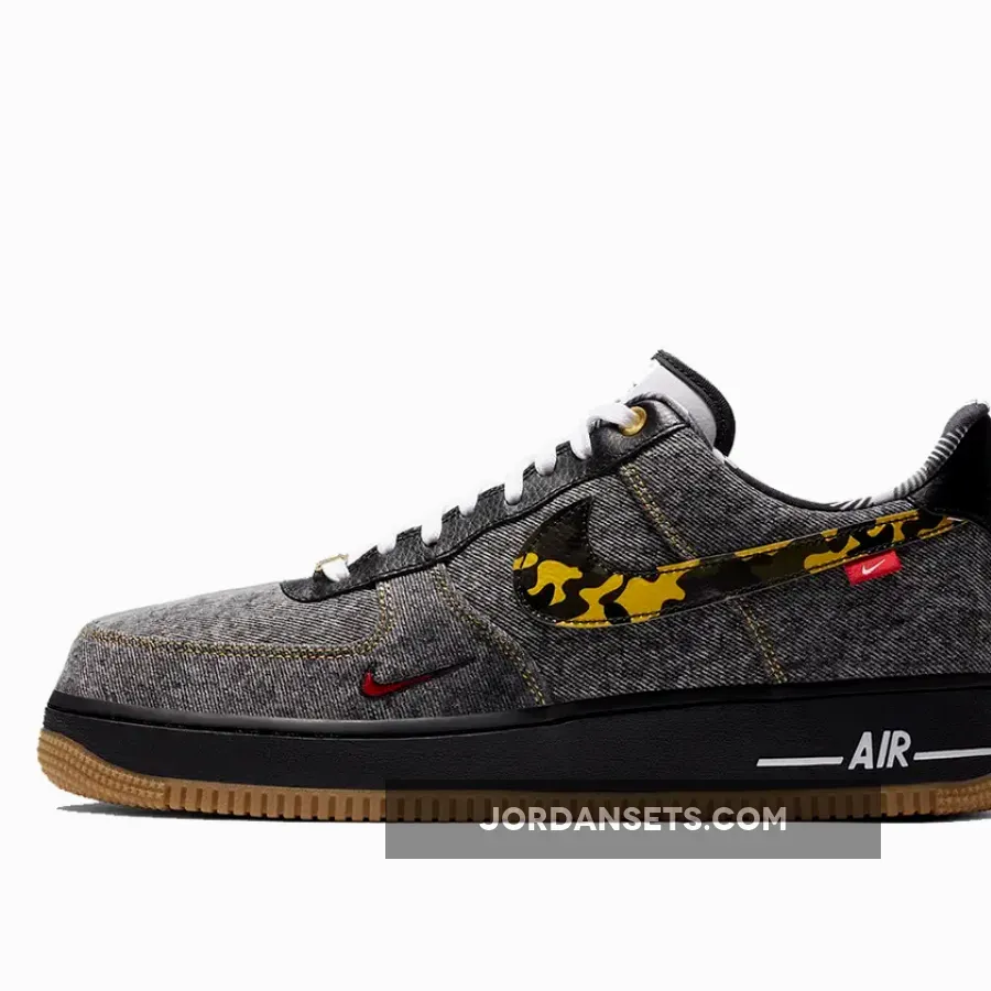 Nike Air Force 1 Low Remix Pack Black Denim DB1964-001 air force 1 camo denim