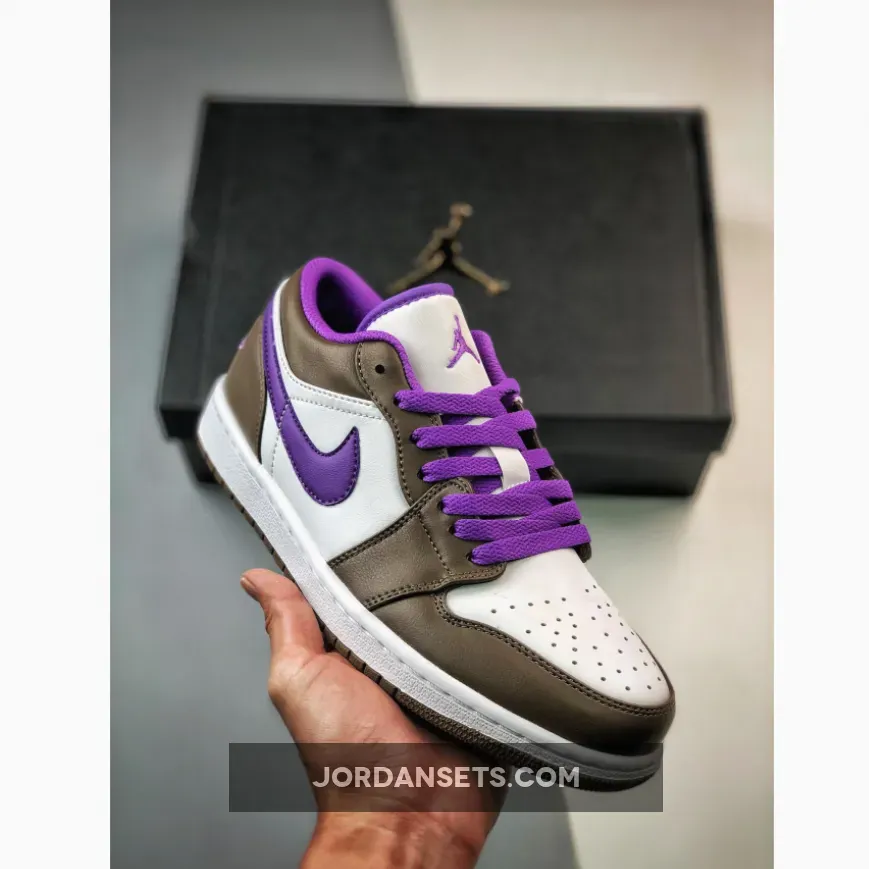 Air Jordan 1 Low Palomino/Wild Berry-White 553558-215 lavender jordan 1 low