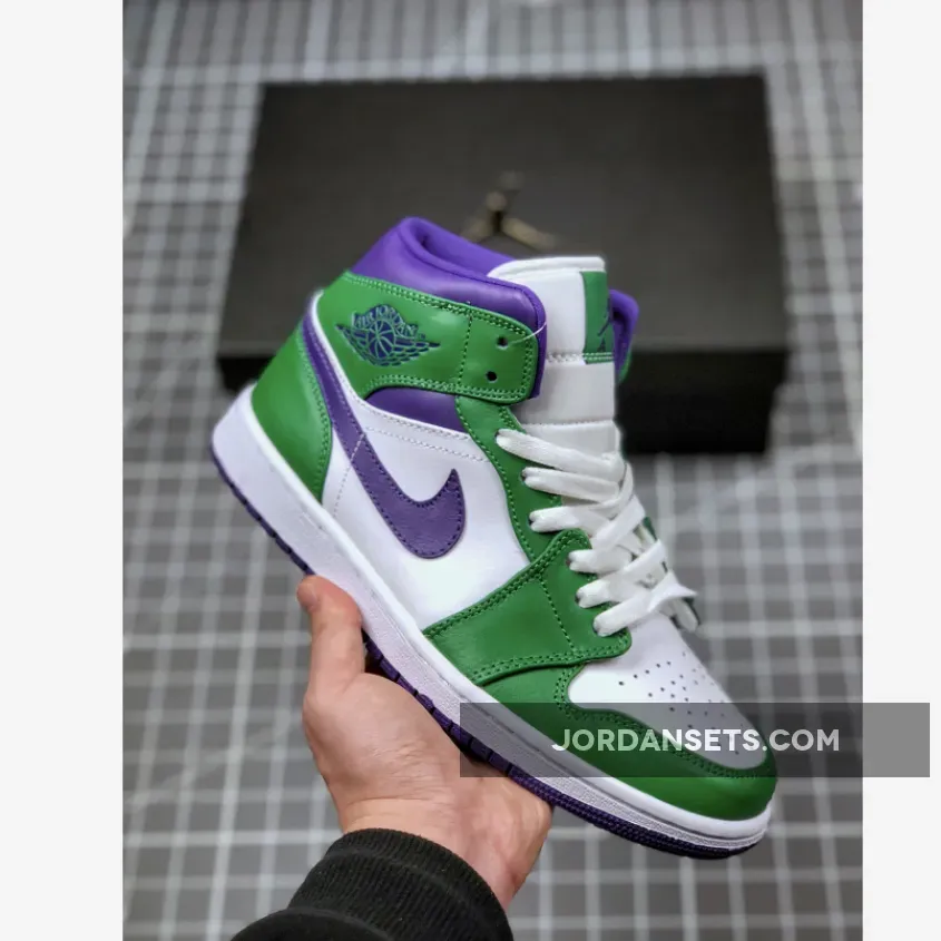 Air Jordan 1 Mid 'Incredible Hulk' Aloe Verde/Court Purple-White 554724-300 / incredible hulk jordan 1