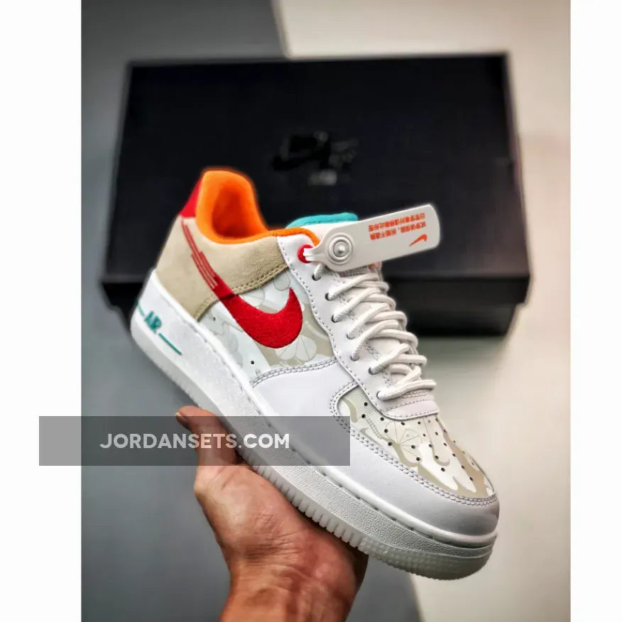 Nike Air Force 1 Low 'Just Do It' White Red Orange Teal washed teal air force 1