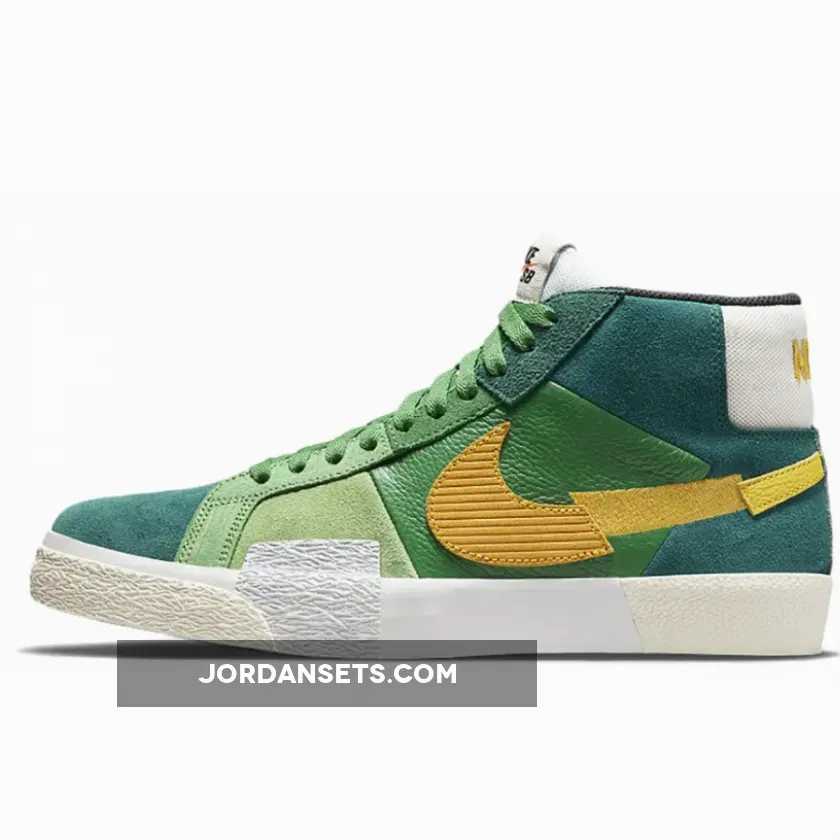 Nike SB Blazer Mid 'Mosaic' Aloe Verde/Rainforest-Green-University Gold - blazer mosaic