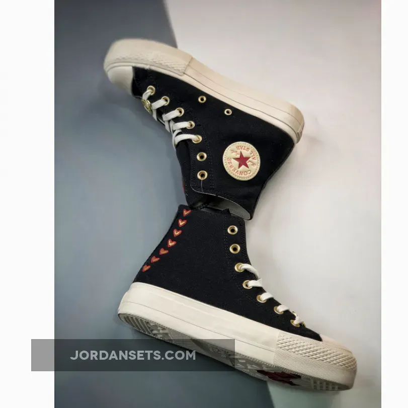 Converse Chuck Taylor Lift Platform High Hearts Black #platforms with hearts