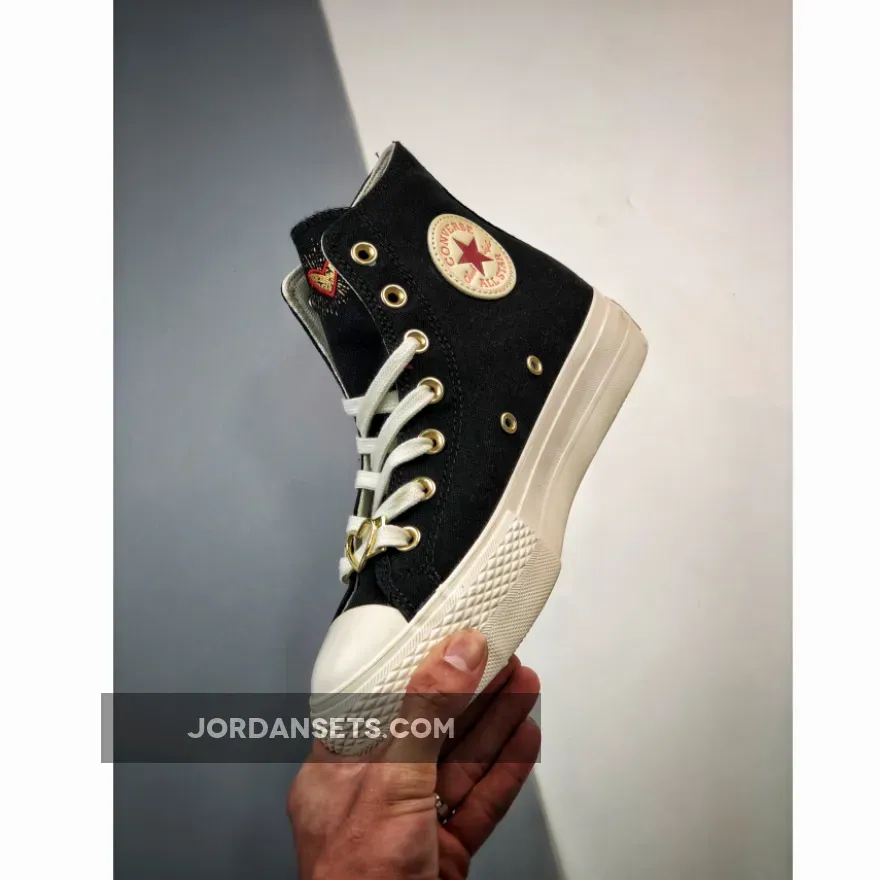 Converse Chuck Taylor Lift Platform High Hearts Black #platforms with hearts