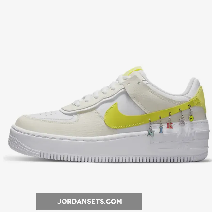 Nike Air Force 1 Shadow Yellow For Womens DJ5197-100 / wmns air force 1 shadow se 'pale ivory light zitron'