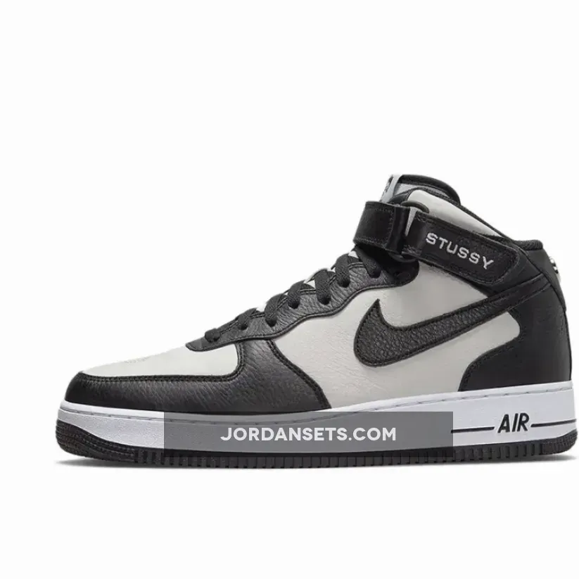 Stussy x Nike Air Force 1 Mid Black White DJ7840-002 stussy mid