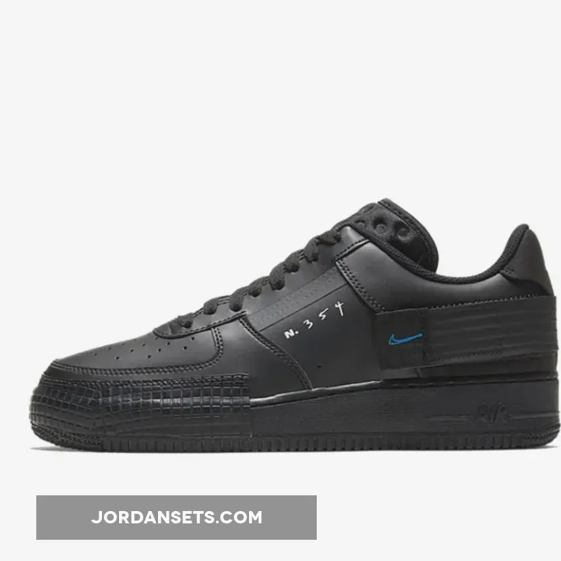 Nike Air Force 1 Type Black / Photo Blue / Platinum Tint AT7859-001 #blue and black air force 1