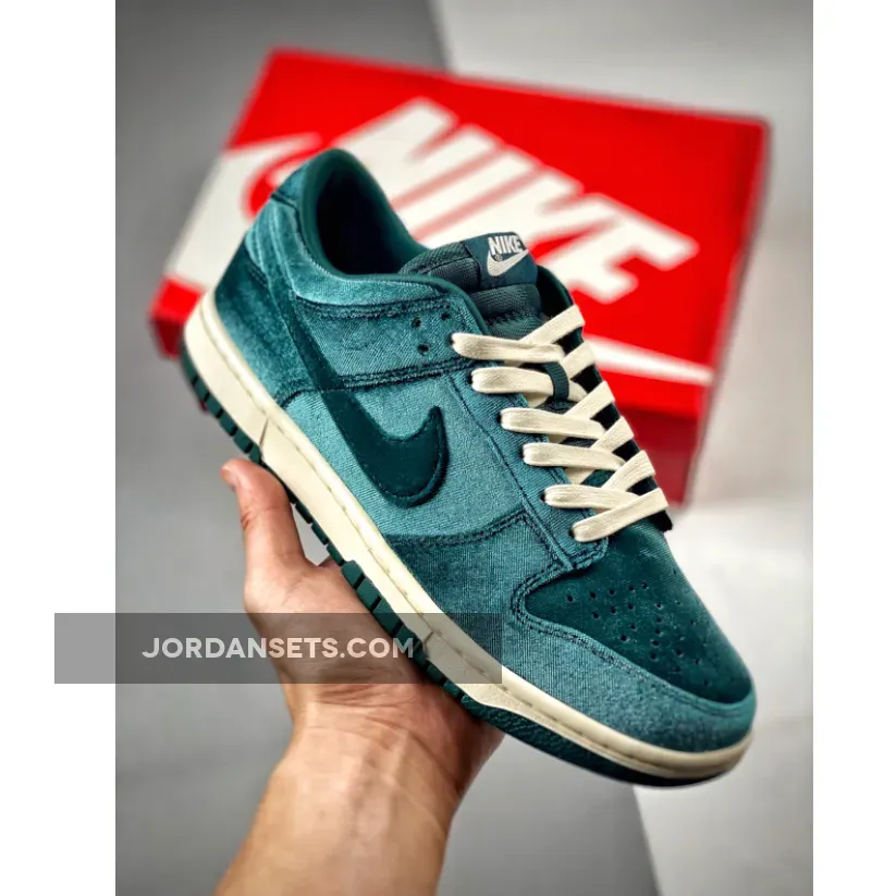 Nike Dunk Low Green Velvet Dark Teal/White DZ5224-300 - dunk low velvet teal