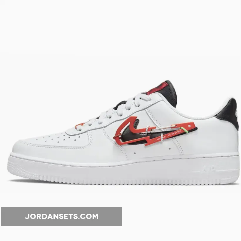 Nike Air Force 1 Low 'Carabiner Swoosh' White/Black-Red #nike air force 1 carabiner swoosh
