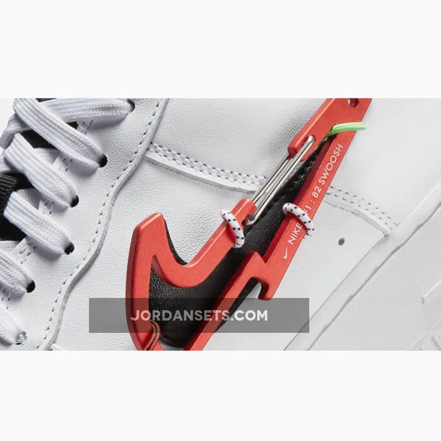 Nike Air Force 1 Low 'Carabiner Swoosh' White/Black-Red #nike air force 1 carabiner swoosh