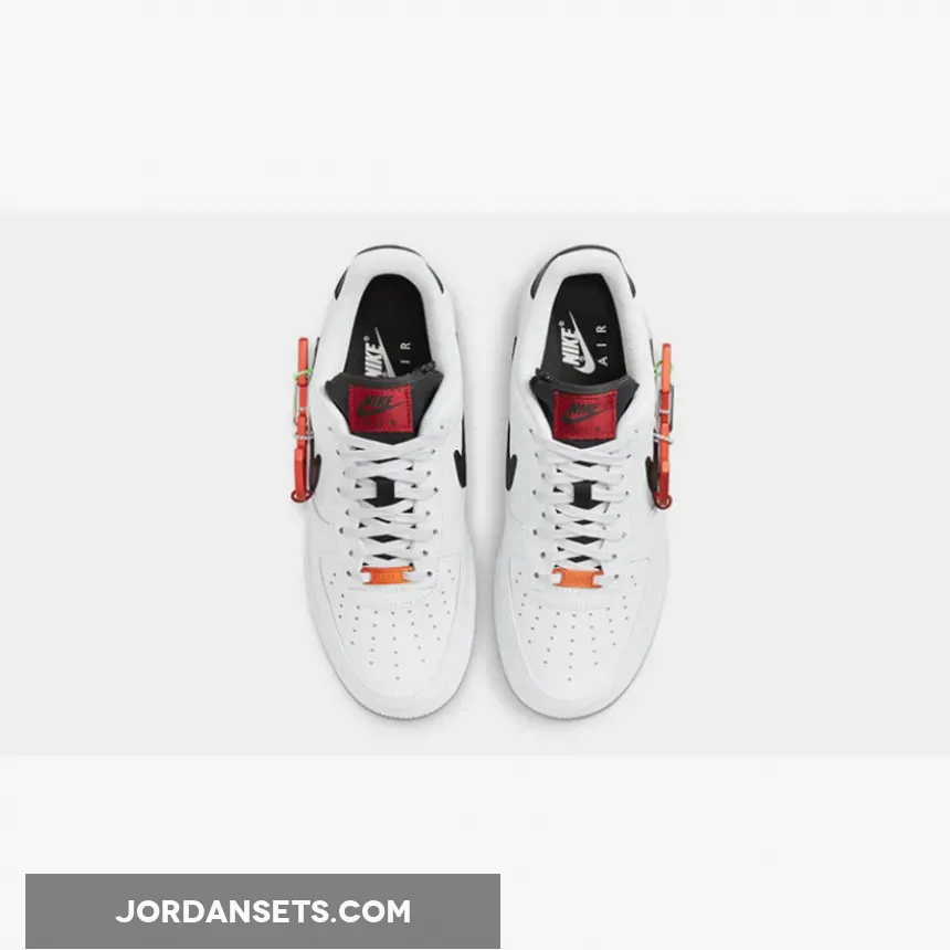 Nike Air Force 1 Low 'Carabiner Swoosh' White/Black-Red #nike air force 1 carabiner swoosh