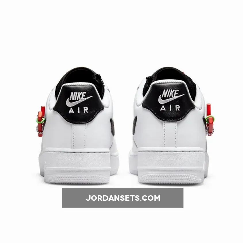 Nike Air Force 1 Low 'Carabiner Swoosh' White/Black-Red #nike air force 1 carabiner swoosh